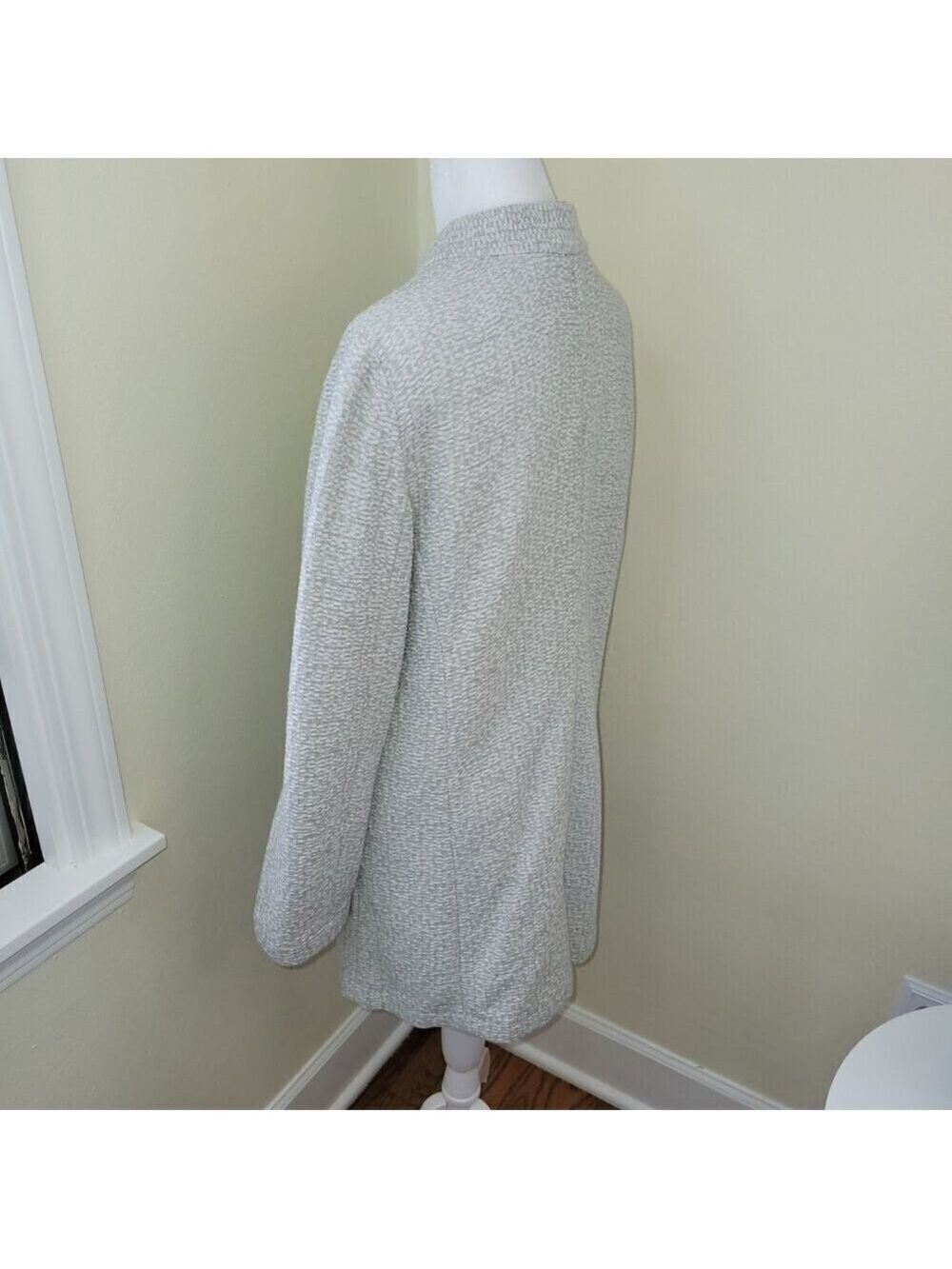 Eileen Fisher Textured Cotton Tencel Jacket Stretch Standup Collar Size S - Picture 6 of 14